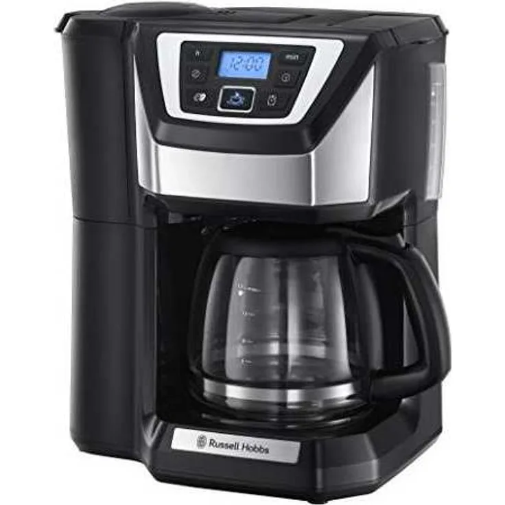 Russell Hobbs Kaffeemaschine mit integriertem Mahlwerk Victory (1,5l Glaskanne, 12 Tassen, digitaler programmierbarer Timer, Mahlgradeinstellung, Kaffeeautomat für Kaffeebohnen, Filterkaffeemaschine 22000-56