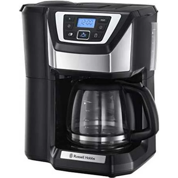 Russell Hobbs Kaffeemaschine mit integriertem Mahlwerk Victory (1,5l Glaskanne, 12 Tassen, digitaler programmierbarer Timer, Mahlgradeinstellung, Kaffeeautomat für Kaffeebohnen, Filterkaffeemaschine 22000-56 – Bild 1