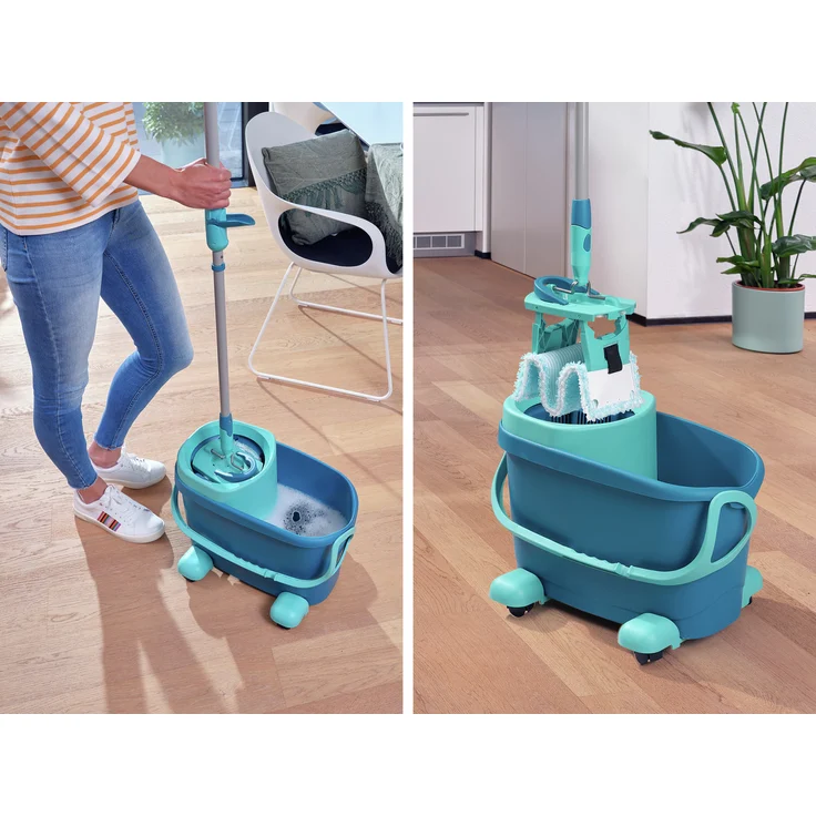 Leifheit Set Clean Twist M Ergo mobile, Bodenwischer-Set mit Rollwagen, 6 L Eimer mit Schleudersieb, Teleskopstiel, Wischbezug super soft (52121) – Bild 5