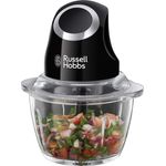 Russell Hobbs Zerkleinerer 24662-56, 200 Watt, 500ml Glasbehälter inkl. Deckel, Ein-Hand-Bedientaste, für Gemüse, Obst & Fleisch, matt schwarz