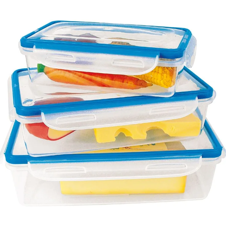 3er-Set Quick Clip Frischhaltedosen 4- fach Verschluss Aufbewahrung Gefrier Box