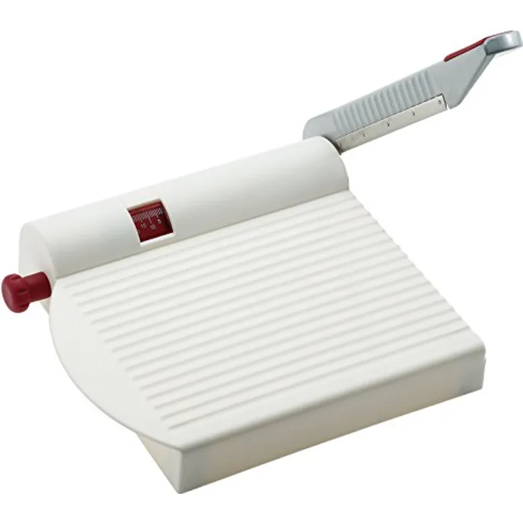 Westmark Käseschneide-Apparat mit scharfer Klinge, Variable Schnittstärke, Rostfreier Edelstahl-Aluminium-Kunststoff, Fromarex, Weiß-Rot-Silber, 70002260