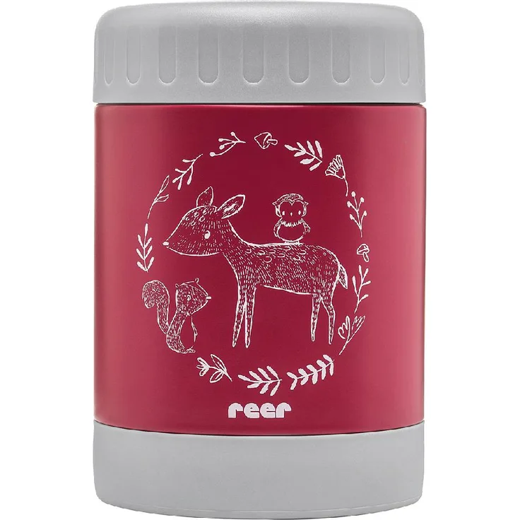 Reer Edelstahl-Warmhalte-Box ColourDesign für Baby-Nahrung mit praktischem Anti-Rutschboden, 300ml, beerenrot 90412