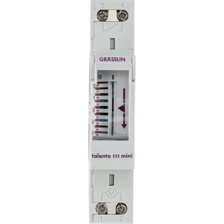 GRÄSSLIN talento 111 mini Verteilerschaltuhr analog mit 1 Kanal und Tagesprogramm, Synchronantrieb, 01.06.0004.1