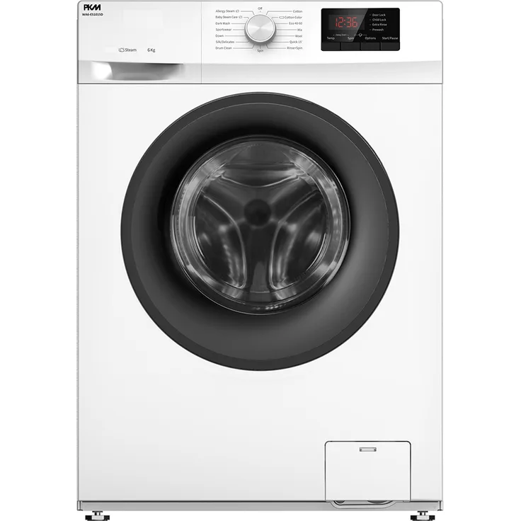 PKM WA6-ES1015D E, Frontlader-Waschmaschine, E, Fassungsvermögen 6 kg, Standgerät, Breite 60 cm, Startzeitvorwahl, Kindersicherung