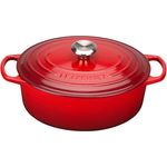 Le Creuset Signature Gusseisen-Bräter mit Deckel, Durchmesser 29 cm, Oval, Für alle Herdarten und Induktion geeignet, Volumen: 4,7 l, Kirschrot 