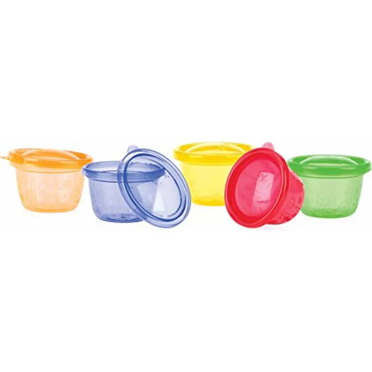 Nûby ID91161A Pick Nick Snack Cups, Schälchen mit Deckel, mehrfarbig, 6er Pack
