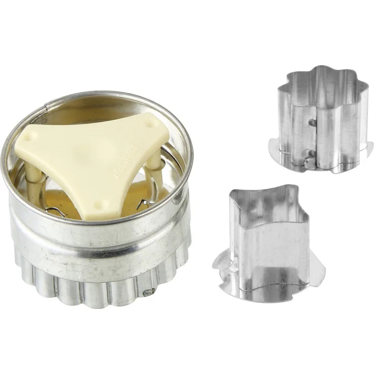 Zenker Patisserie, Ausstechförmchen Kekse, Motiv Linzer-Plätzchen, Menge: 1 x Ausstecher-Set, 4 Teile, Edelstahl, Silber, 5,5 cm