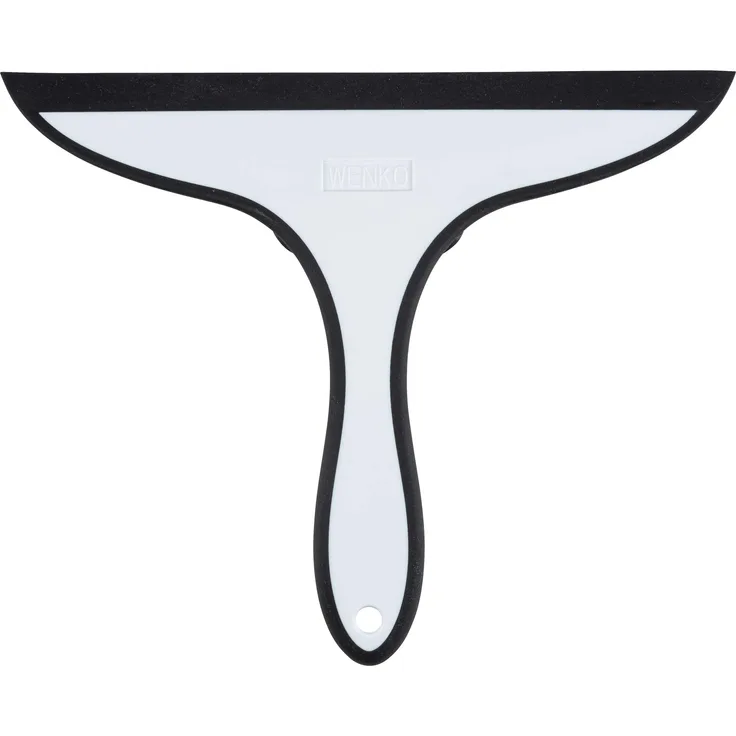 Wenko Badezimmerwischer Ibos Duschabzieher mit integrierten Saugnäpfen, Kunststoff PVC-PU und sonstige, Schwarz, 25 x 20 x 2.5 cm