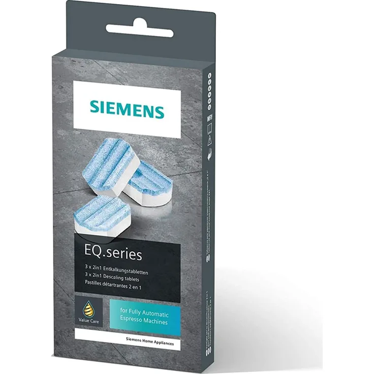 Siemens TZ80002A 2in1 Entkalker Entkalkungstabs, für Kaffeevollautomaten, Kaffeemaschinenreiniger für EQ-Serie, 3 Stück