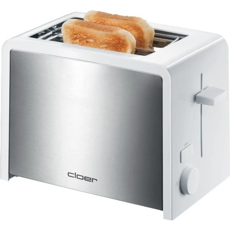 Cloer 3211 Toaster - 825 W - für 2 Toastscheiben - integrierter Brötchenaufsatz - Nachhebevorrichtung - Krümelschublade - wärmeisoliert - Edelstahl – Bild 1