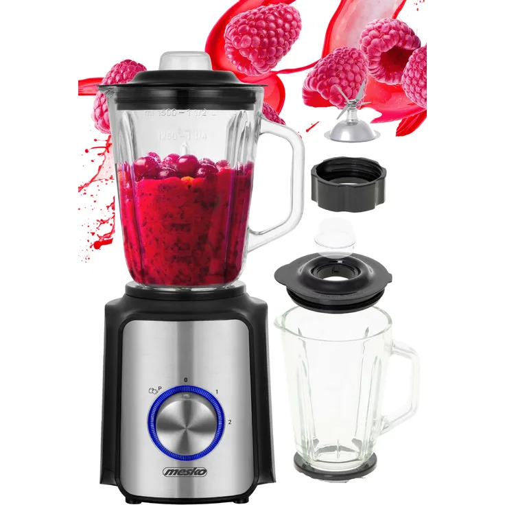 Mesko MS-4080 Standmixer, 1200W, 2 Geschwindigkeiten, 1,5L, edelstahl, schwarz