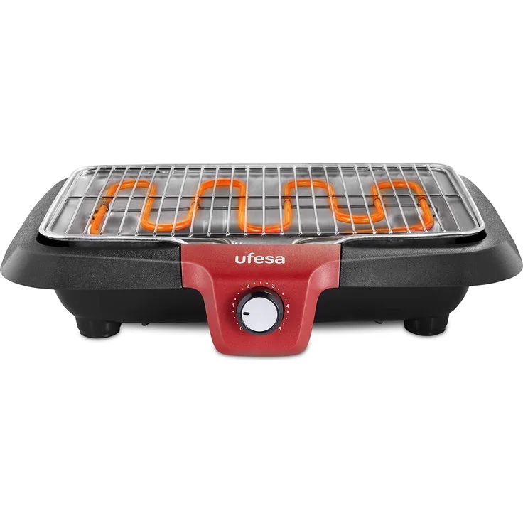 Ufesa BB7640 BB7640-Elektrogrill mit Rauchminderungssystem, automatische Abschaltung, Oberfläche 38 x 24 cm, W, spülmaschinenfest, 2300, Stahl, Schwarz