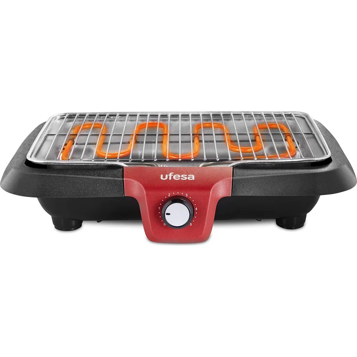Ufesa BB7640 BB7640-Elektrogrill mit Rauchminderungssystem, automatische Abschaltung, Oberfläche 38 x 24 cm, W, spülmaschinenfest, 2300, Stahl, Schwarz