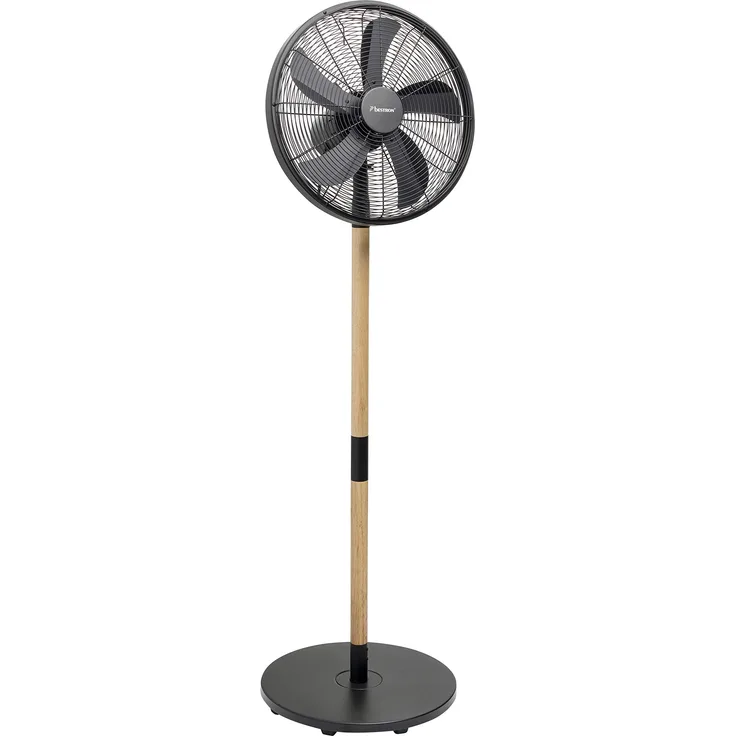 Bestron Standventilator mit Schwenkfunktion, Höhe: 150 cm, Ø 45 cm, Summer Breeze, 50 Watt, Schwarz|Braun