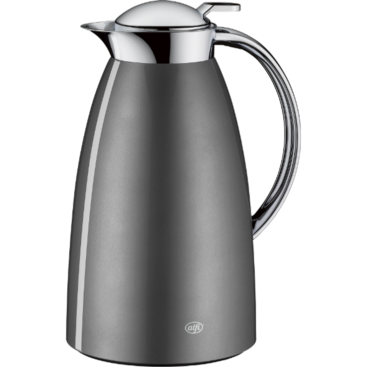 alfi 3561.218.100 Isolierkanne Gusto, Edelstahl Space Grey 1,0 l, Absolut dicht, zerlegbarer Verschluss, 12 Stunden heiß, 24 Stunden kalt