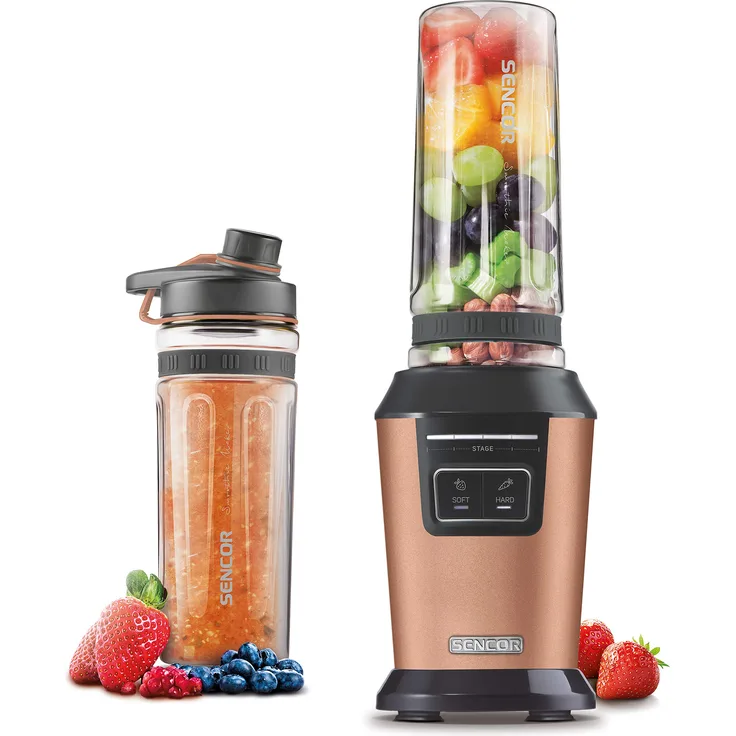 SENCOR SBL 7076GD, Smoothie Maker, Standmixer, Smoothie Mixer, Smoothiemaker mit 2 Sport-Flasche, BPA frei
