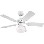 Westinghouse Lighting 78704 Princess Radiance II 90 cm, weißer Deckenventilator, Einzelleuchte mit Opalmilchglaskuppel