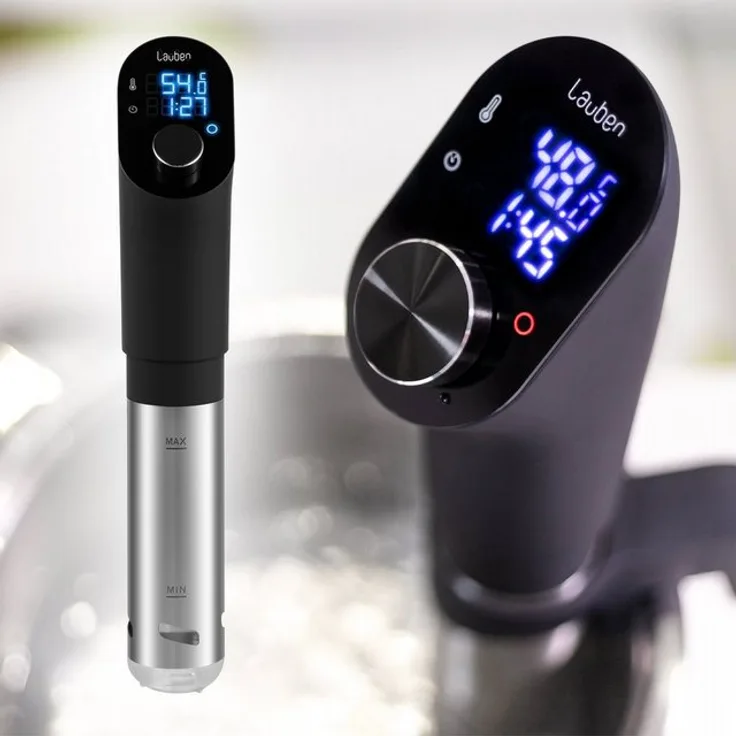 Lauben Sous Vide Stick SV01, Kochstab, Metall, 1200 Watt, für bis zu 15 Liter, wasserfest, schwarz