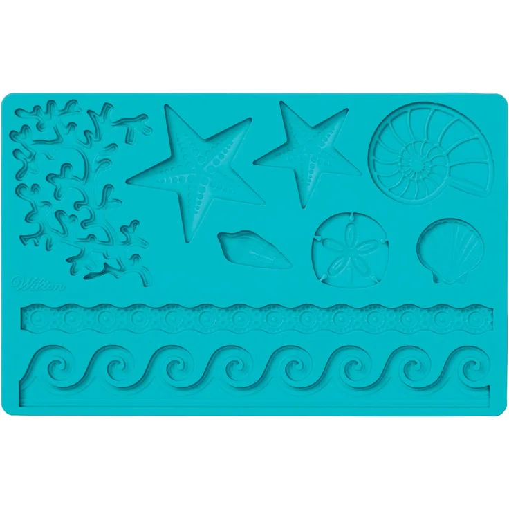 Wilton Fondant und Gum Paste Mold Sea Life Silikonform, Silikon, blau, 12 x 25 x 0,5 cm