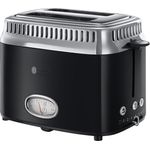 Russell Hobbs Toaster Retro schwarz, Retro Countdown-Anzeige, inkl. Brötchenaufsatz, 6 einstellbare Bräunungsstufe + Auftau- & Aufwärmfunktion, Schnell-Toast-Technologie, 1300W, Vintage 21681-56
