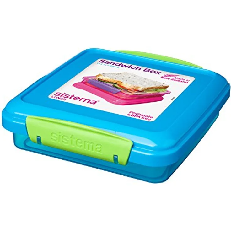 Sistema Sandwichbox für unterwegs, 432 ml, plastik, 15.5 x 15 x 4.3 cm (Farblich Sortiert)