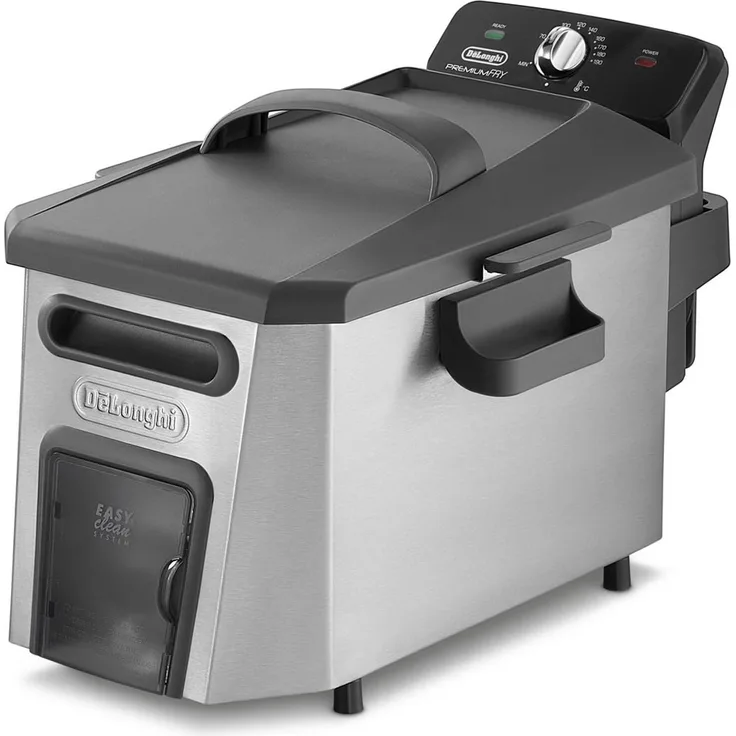 De'Longhi F44510CZ Fritteuse, mit Öl, 3,5 l Fassungsvermögen, 3200 Watt, schwarz silber