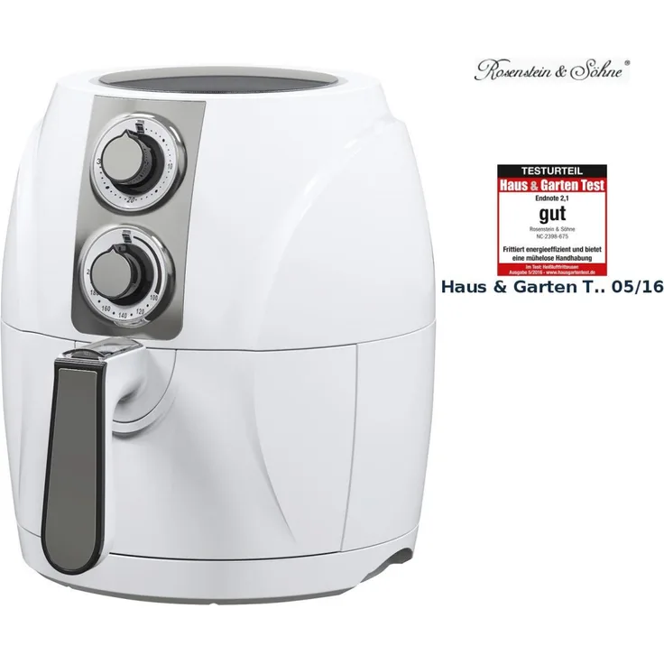 Rosenstein & Söhne Fritteuse HF 270, ohne Fett, 1500 Watt, 3,2 Liter Fassungsvermögen, schwarz, Kunststoff