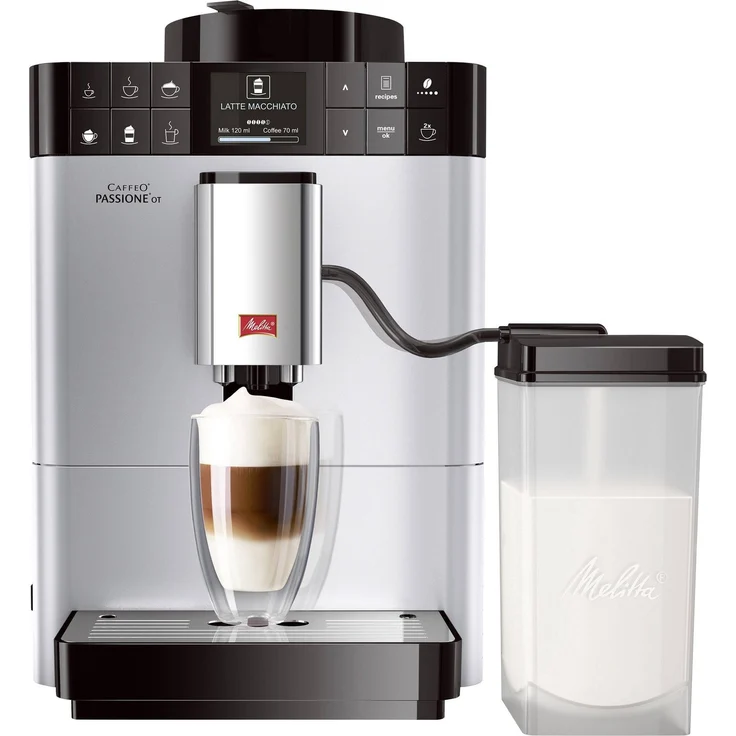 Melitta Caffeo Passione OT F531-101, Kaffeevollautomat mit Milchsystem und integriertem Mahlwerk, One Touch Funktion, Silber – Bild 3