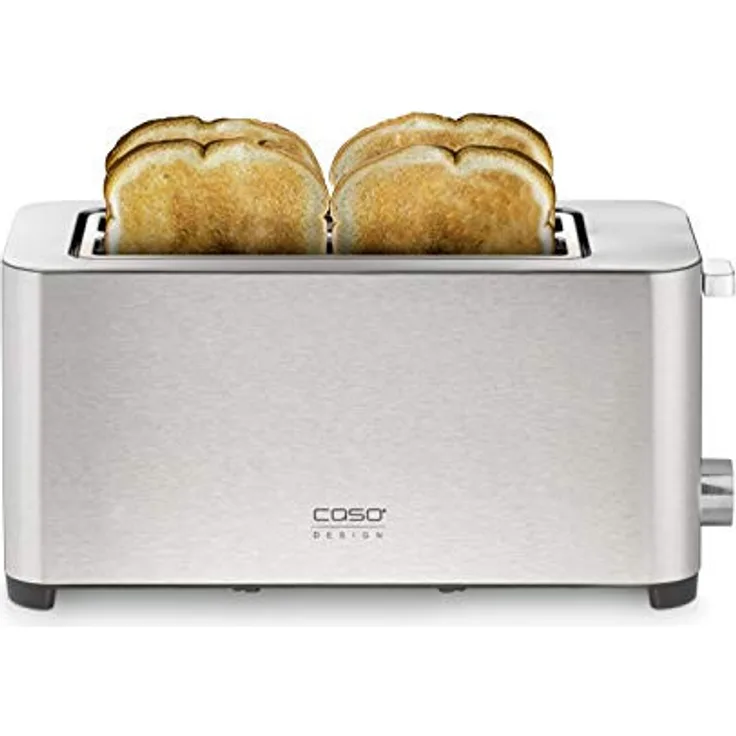 CASO Classico T 4 - Design Toaster für 4 Scheiben Toast, 1400W, 5 Bräunungsstufen, Edelstahl, Kunststoff, edelstahl, inkl. Brötchenaufsatz