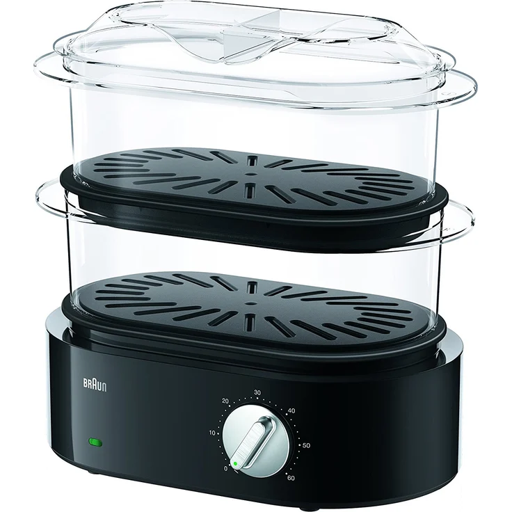 Braun Dampfgarer Identity Collection, schwarz, 2 Garbehälter, 850 Watt, 3,1 Liter Volumen, FS 5100 – Bild 2