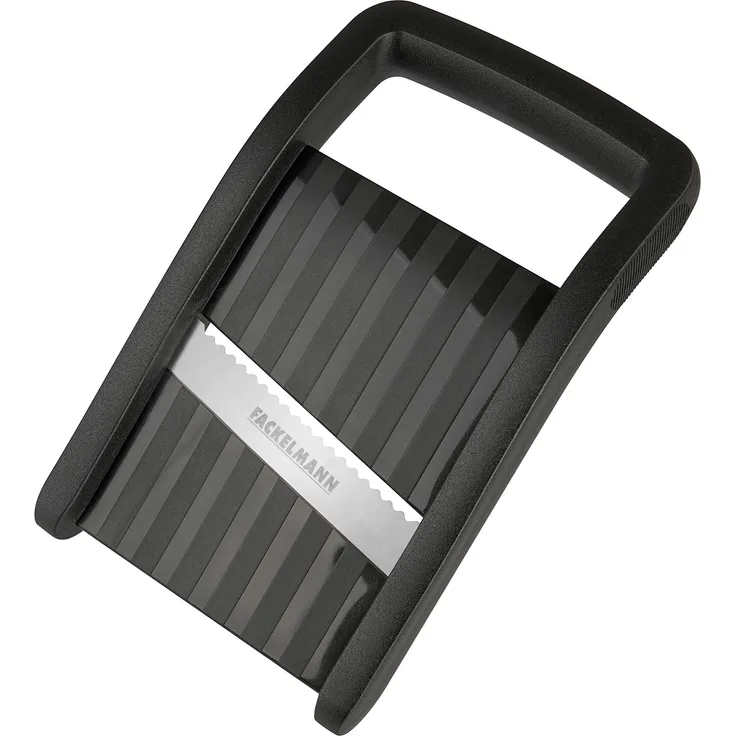 FACKELMANN Kompakt-Hobel, Gemüsehobel mit Edelstahlklinge, Reibe mit ergonomischem Griff (Farbe: Schwarz-Silber), Menge: 1 Stück