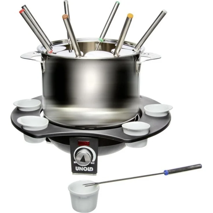 UNOLD Fondue-Elegance, Fondue-Set, Wechseltopf Edelstahl-Keramik, Zubehör, für 8 Personen, 48645 – Bild 2