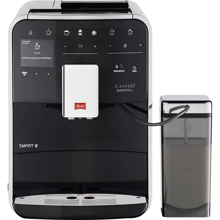 Melitta Caffeo Barista TS Smart F850-102, Kaffeevollautomat mit Milchsystem und integriertem Mahlwerk, Smartphone-Steuerung mit Connect App, One Touch Funktion, Schwarz