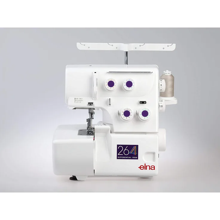 Elna 264 Overlock mit Rollsaum und Differential Overlock-Nähmaschine, weiß