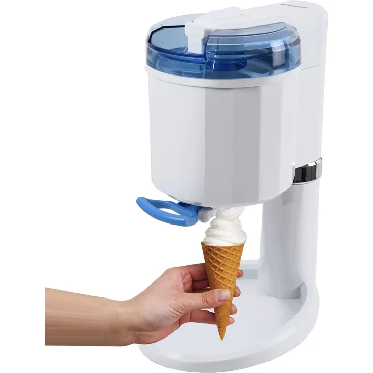 Syntrox GG-45W-Blue Creamy Softeismaschine, Frozen Joghurt Maschine, 15 Watt, 1 Liter Fassungsvermögen, Kunststoff, weiß, blau