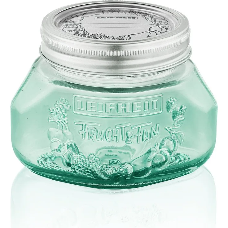 Leifheit Einmachglas 3er Set 0,5 L Jungle Green, Weckglas mit Deckel ideal für Eingemachtes und Selbstgemachtes, dekoratives Vorratsglas, spülmaschinengeeignet, Marmeladenglas, Einkochglas, rund, grün