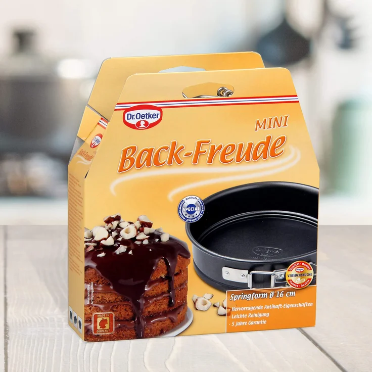 Dr. Oetker Springform Ø 16 cm, kleine Kuchenform mit Flachboden, runde Backform aus Stahl mit Antihaftbeschichtung (Farbe: schwarz), Menge: 1 Stück – Bild 3
