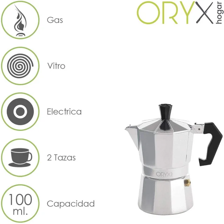 ORYX Espressokocher aus Aluminium 2 Tazas (100ml)