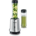 SEVERIN Smoothie Mix & Go, 600 ml, ca. 300 W, Inkl. 2 Trinkbehälter mit Deckel, SM 3739, Edelstahl-Schwarz 
