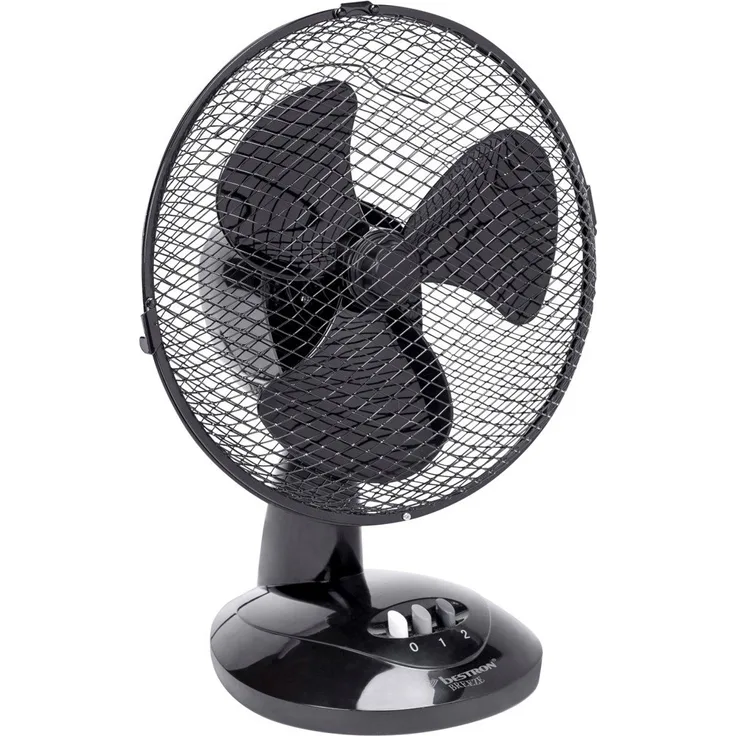 Bestron Mobiler Tischventilator mit Schwenkfunktion, Höhe: 35,5 cm, Ø 27 cm, 30 W, Schwarz
