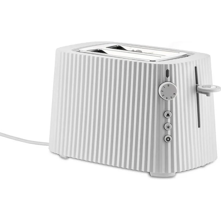 Alessi Plissé -Schlitz-Toaster, 850W, 6 Bräunungsstufen, Kunststoff, Edelstahl, weiß