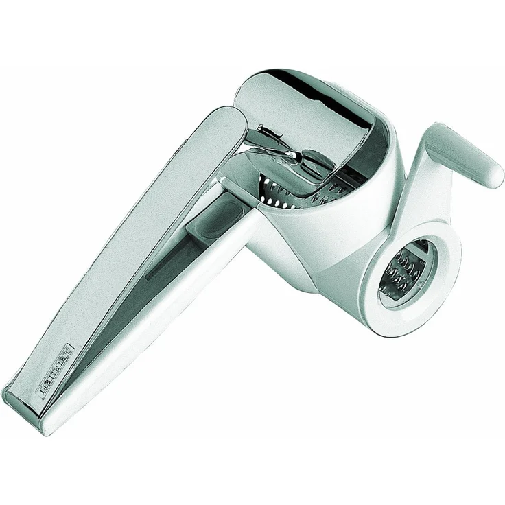 Leifheit Parmesanmühle ComfortLine-Serie, Käsemühle zum leichten Reiben von Hartkäse mit Metallbügel zum Fixieren, einfache Reinigung, Käsehobel, Trommelreibe auch für Nüsse, Schokolade, Parmesanhobel