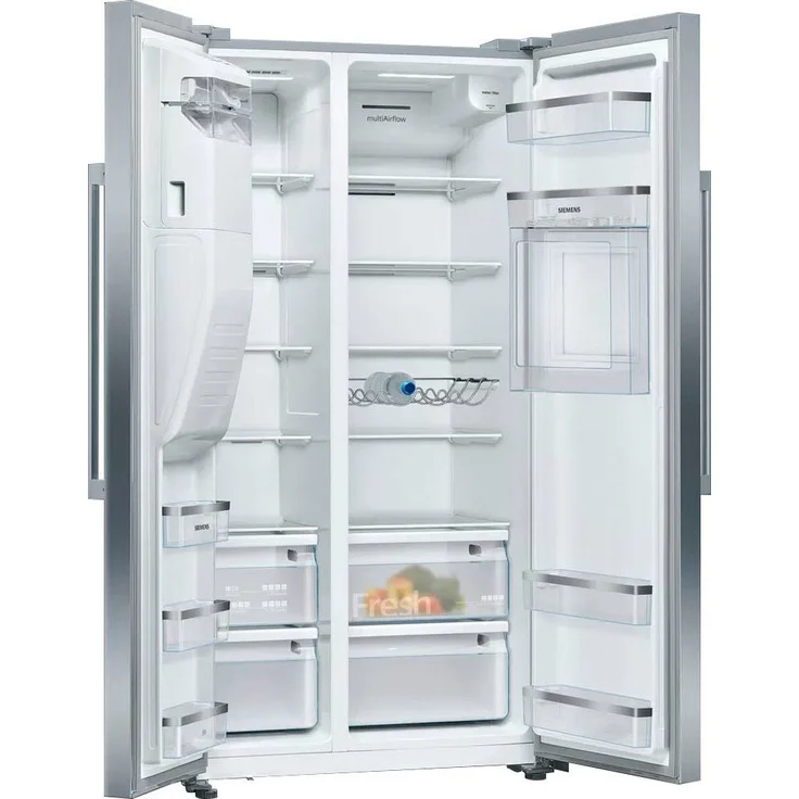 Siemens KA93GAIEP Side-by-Side-Kühlschrank, freistehend, silber, NoFrost, Schnellkühlen, Schnellgefrieren, Wasser- und Eiswürfelspender, Festwasseranschluss, Breite 90.8 cm – Bild 2