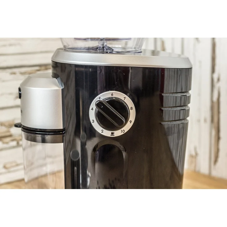 ROMMELSBACHER Kaffeemühle EKM 300 - Kegelmahlwerk aus Edelstahl, Mahlgrad in 12 Stufen, Mengendosierung bis 10 Portionen, Füllmenge Bohnenbehälter 220 g, 150 Watt, schwarz-silber  – Bild 5