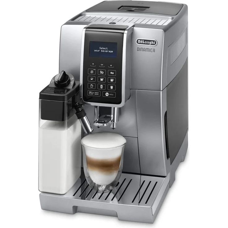 De'Longhi Dinamica ECAM 350.75.S Kaffeevollautomat mit Milchsystem und integriertem Mahlwerk, Cappuccino und Espresso und auf Knopfdruck, Digitaldisplay mit Klartext, 2-Tassen-Funktion, Großer 1,8 Liter Wassertank, silber – Bild 2