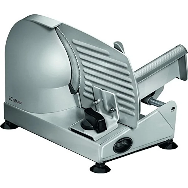 Bomann MA 451 CB, Vollmetall-Allesschneider, Großes rostfreies Edelstahlmesser (Ø 190 mm), 150 Watt, Universalwellenschliff, Alu-Druckguss Motorgehäuse, Stufenlos einstellbare Schnittstärke (0-15mm) – Bild 1