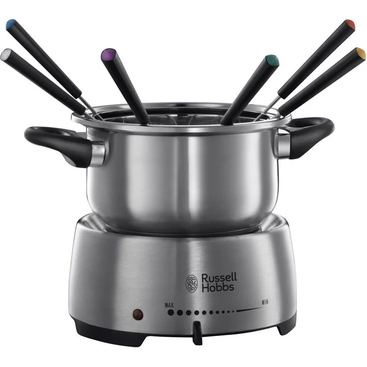 Russell Hobbs Fondue Set Fiesta Käsefondue, Schokofondue oder Öl-Fondue, 6 Gabeln, spülmaschinenfester Edelstahl-Topf, 1200 Watt, elektrisches Fondueset 22560-56 – Bild 1