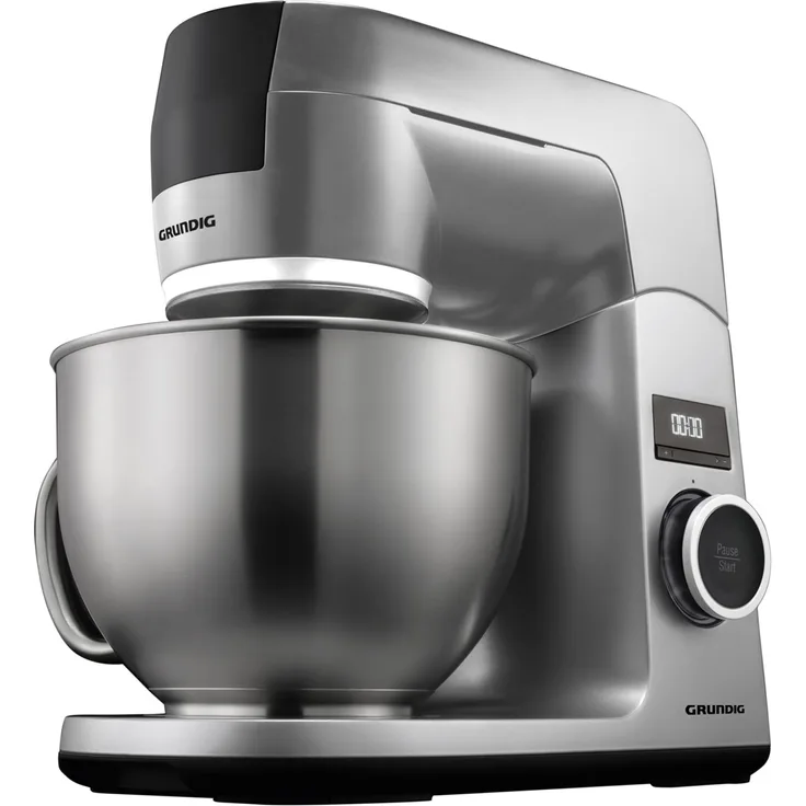 Grundig KMP8650S Küchenmaschine, 1000 W, 4,6 l Edelstahlrührschüssel, Schwarz-Silber