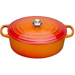 Le Creuset Signature Gusseisen-Bräter mit Deckel, Durchmesser 33 cm, Oval, Für alle Herdarten und Induktion geeignet, Volumen: 7,5 l, Ofenrot 